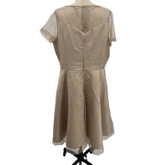Lindy Bop Leona Almond Polka Dot‎ Mesh Prom Dress Beige Plus Size 3XL - Picture 8 of 12